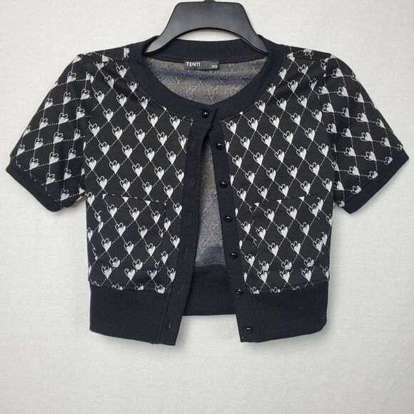 TEN 11 Juniors XS Cropped Cardigan Sweater - Picture 1 of 5